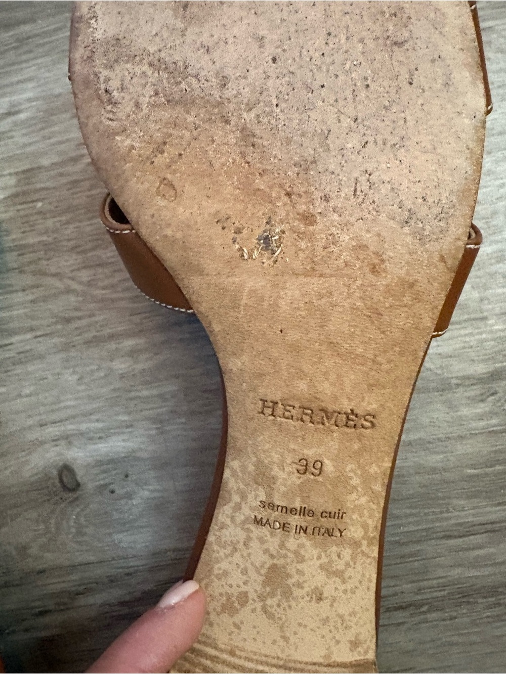 Hermes Brown Leather Slide Heels - Picture 2 of 5